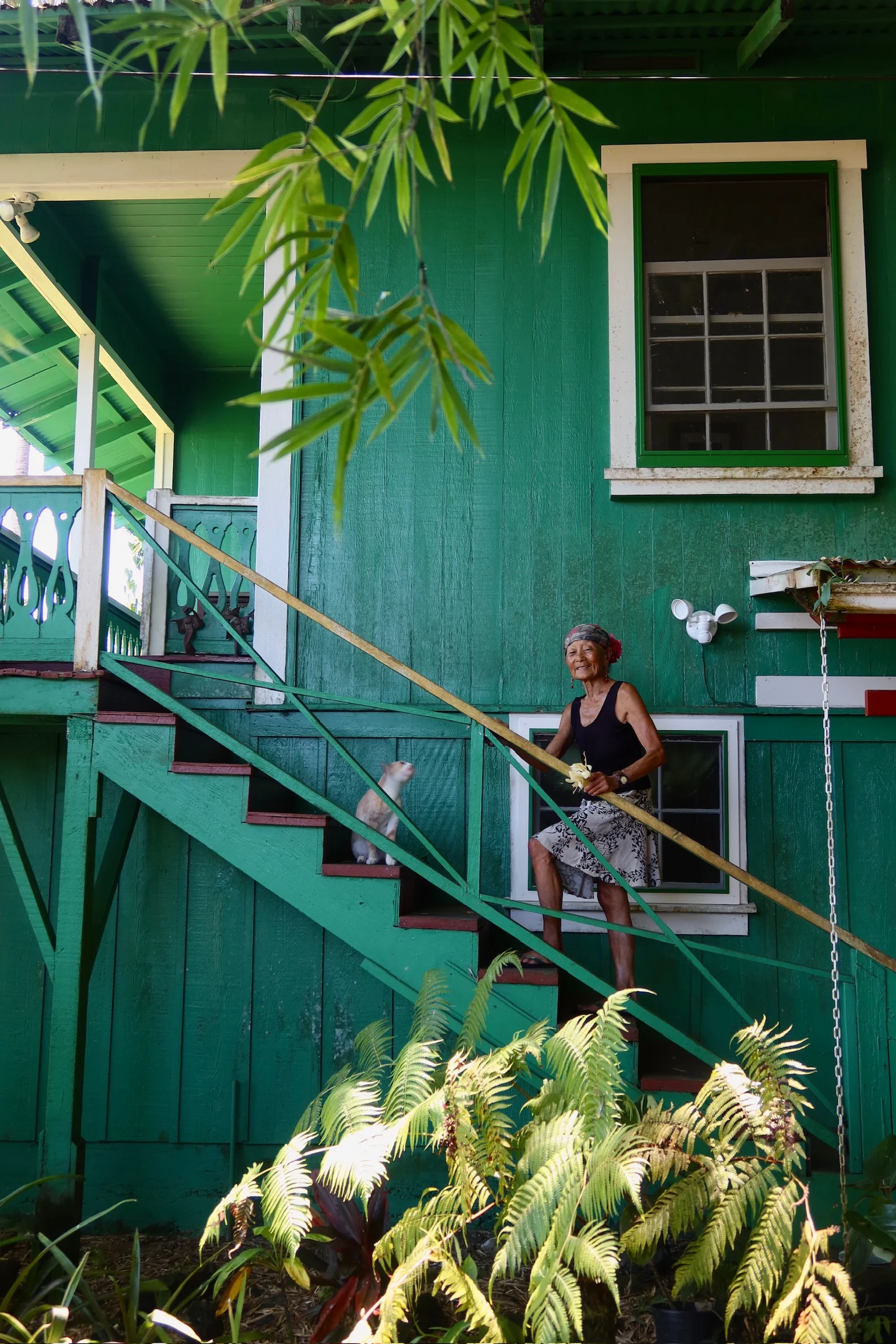 Beautiful stairs and entrance to the blue house